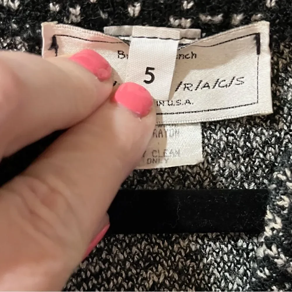 BRENDA FRENCH FOR FRENCH RAGS Button Up Blazer Black Women’s Size 5 VINTAGE
